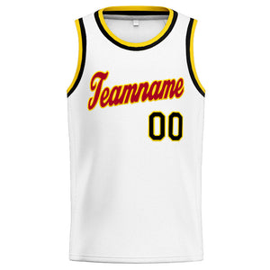 Custom Stitched Basketball Jersey for Men, Women And Kids White-Red-Black-Yellow