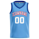 Custom Stitched Basketball Jersey for Men, Women And Kids Light Blue-Royal-White-Red