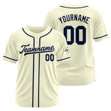 Custom Baseball Jersey Stitched Design Personalized Hip Hop Baseball Shirts Cream-Navy