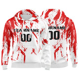 Custom White&Red&Black 3D Pattern Design Bomber Full-Snap Varsity  Hoodie