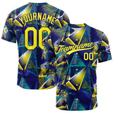 Custom Full Print Design Baseball Jersey yellow-blue