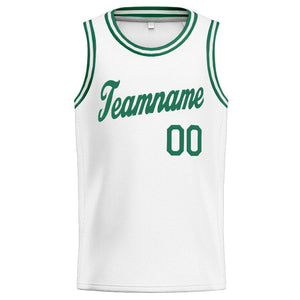 Custom Stitched Basketball Jersey for Men, Women And Kids White-Kelly Green