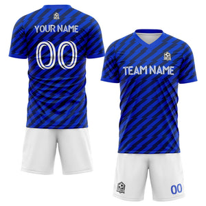 custom soccer set jersey kids adults personalized soccer blue-white