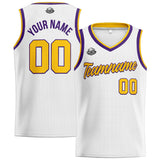 Custom Stitched Basketball Jersey for Men, Women  And Kids White-Yellow-Purple