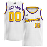 Custom Stitched Basketball Jersey for Men, Women  And Kids White-Yellow-Purple