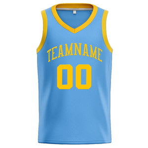 Custom Stitched Basketball Jersey for Men, Women And Kids Light Blue-Yellow