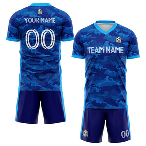 custom soccer set jersey kids adults personalized soccer blue