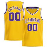 Custom Stitched Basketball Jersey for Men, Women And Kids Yellow -Purple-White