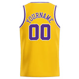 Custom Stitched Basketball Jersey for Men, Women And Kids Yellow -Purple-White