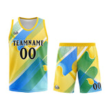 Custom Basketball Jersey Uniform Suit Printed Your Logo Name Number Yellow&Blue