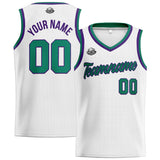 Custom Stitched Basketball Jersey for Men, Women  And Kids White-Green-Purple