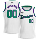 Custom Stitched Basketball Jersey for Men, Women  And Kids White-Green-Purple