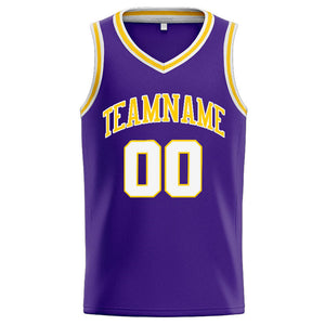 Custom Stitched Basketball Jersey for Men, Women And Kids Purple-White-Yellow