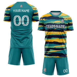 custom soccer set jersey kids adults personalized soccer green