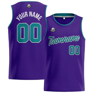 Custom Stitched Basketball Jersey for Men, Women  And Kids Purple-Teal