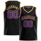 Custom Stitched Basketball Jersey for Men, Women And Kids Black-Purple-Yellow