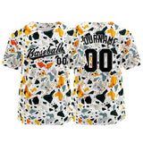 Custom Full Print Design Baseball Jersey white-orange