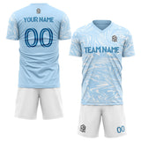 custom soccer set jersey kids adults personalized soccer light-blue