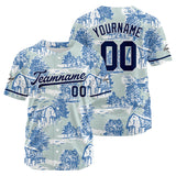 Custom Full Print Design Baseball Jersey blue