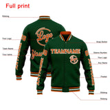 Custom Varsity Jacket Letterman jacket for Men, Women and Youth Drak Green Orange