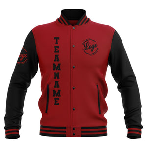 Custom Black Red Waterproof Varsity Jackets Personalized Stitched Name Number Logo to Letterman Jackets