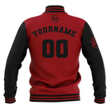 Custom Black Red Waterproof Varsity Jackets Personalized Stitched Name Number Logo to Letterman Jackets