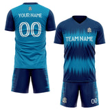 custom soccer set jersey kids adults personalized soccer blue