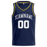 Custom Stitched Basketball Jersey for Men, Women And Kids Navy-White-Yellow