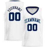 Custom Stitched Basketball Jersey for Men, Women And Kids White-Navy-Light Blue