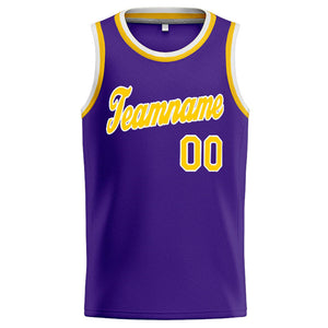 Custom Stitched Basketball Jersey for Men, Women And Kids Purple-Yellow-White