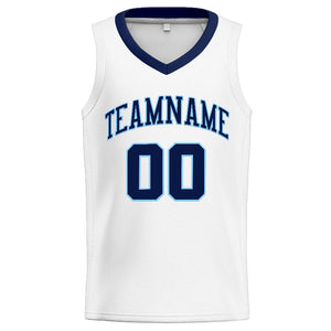 Custom Stitched Basketball Jersey for Men, Women And Kids White-Navy-Light Blue