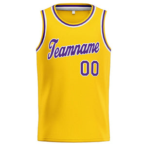 Custom Stitched Basketball Jersey for Men, Women And Kids Yellow-Purple-White