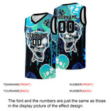 Custom basketball jersey for men and women. Stitched and printed name, number and logo Light Blue