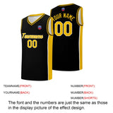 Custom basketball jersey shorts for men and women. Embroidered and printed name, number and logo Black&Yellow