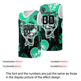 Custom basketball jersey for men and women. Stitched and printed name, number and logo Light Green