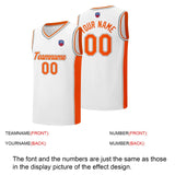 Custom basketball jersey shorts for men and women. Embroidered and printed name, number and logo White