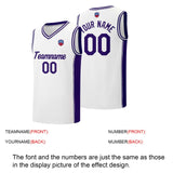 Custom basketball jersey shorts for men and women. Embroidered and printed name, number and logo White