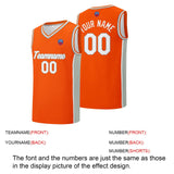 Custom basketball jersey shorts for men and women. Embroidered and printed name, number and logo Orange&Grey