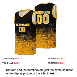 Custom basketball jersey for men and women. Stitched and printed name, number and logo Black&Yellow