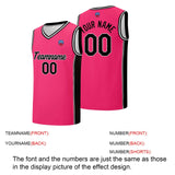 Custom basketball jersey shorts for men and women. Embroidered and printed name, number and logo Pink&Black