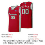 Custom basketball jersey shorts for men and women. Embroidered and printed name, number and logo Red&Grey