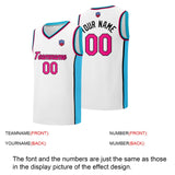 Custom basketball jersey shorts for men and women. Embroidered and printed name, number and logo White