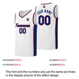 Custom basketball jersey shorts for men and women. Embroidered and printed name, number and logo White