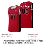 Custom basketball jersey shorts for men and women. Embroidered and printed name, number and logo Red&Black