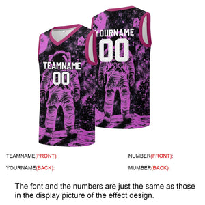 Custom basketball jersey for men and women. Stitched and printed name, number and logo Black&Pink