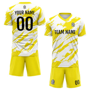 Custom Soccer Uniform Jersey Kids Adults Personalized Set Jersey Worn&Yellow&white