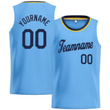 Custom Stitched Basketball Jersey for Men, Women And Kids Light Blue-Navy-Yellow