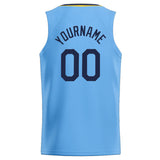 Custom Stitched Basketball Jersey for Men, Women And Kids Light Blue-Navy-Yellow