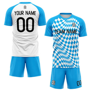 custom soccer set jersey kids adults personalized soccer light blue