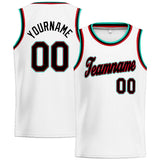 Custom Stitched Basketball Jersey for Men, Women And Kids White-Teal-Black-Red